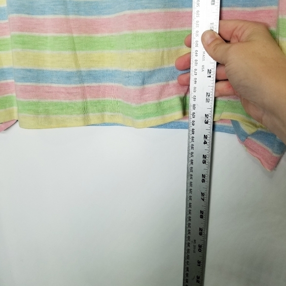 Unbranded Union Made Tank Tee Shirt Pastel Striped Vintage flawed - Picture 2 of 11